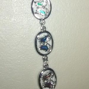 Silver Ankle Bracelet Multi-color Butterflies